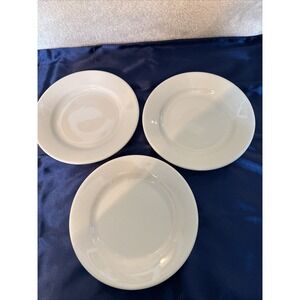 3 Buffalo China Salad Plates Cream, White Restaurant Ware 7 1/2" Vintage